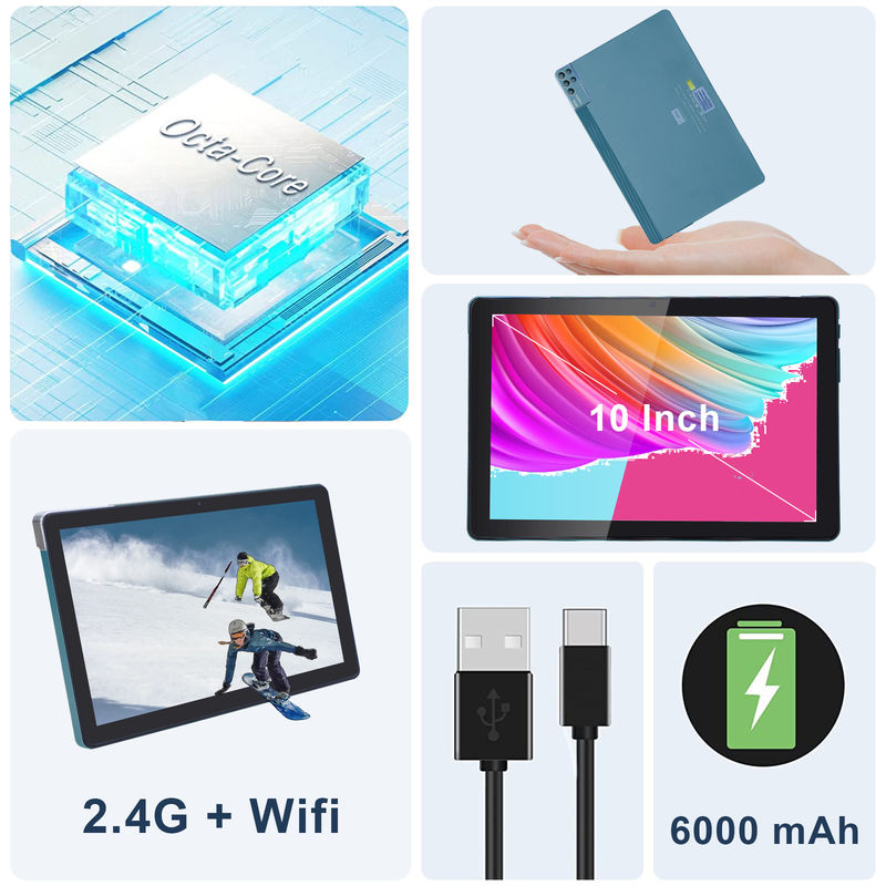 C idea 256ROM 10 Inch Tablet PC Dual 5MP + 8MP Kamera Quad Core Dengan Keyboards Case CM7000 Biru