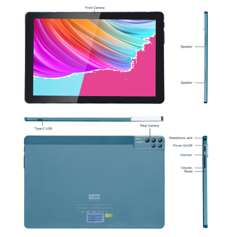 C idea 256ROM 10 Inch Tablet PC Dual 5MP + 8MP Kamera Quad Core Dengan Keyboards Case CM7000 Biru