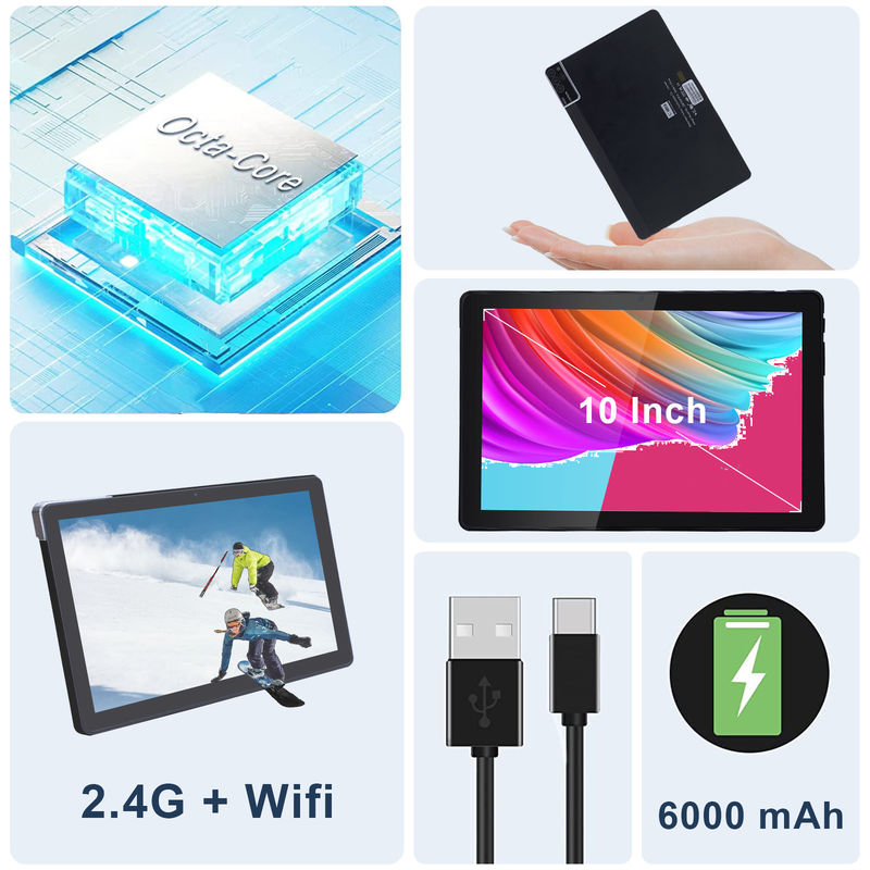 C idea 800x1280 IPS 10 Inch Tablet PC Dengan Case 256GB ROM Quad Core Dual 5MP+8MP Kamera HD IPS Tampilan CM7000 Hitam
