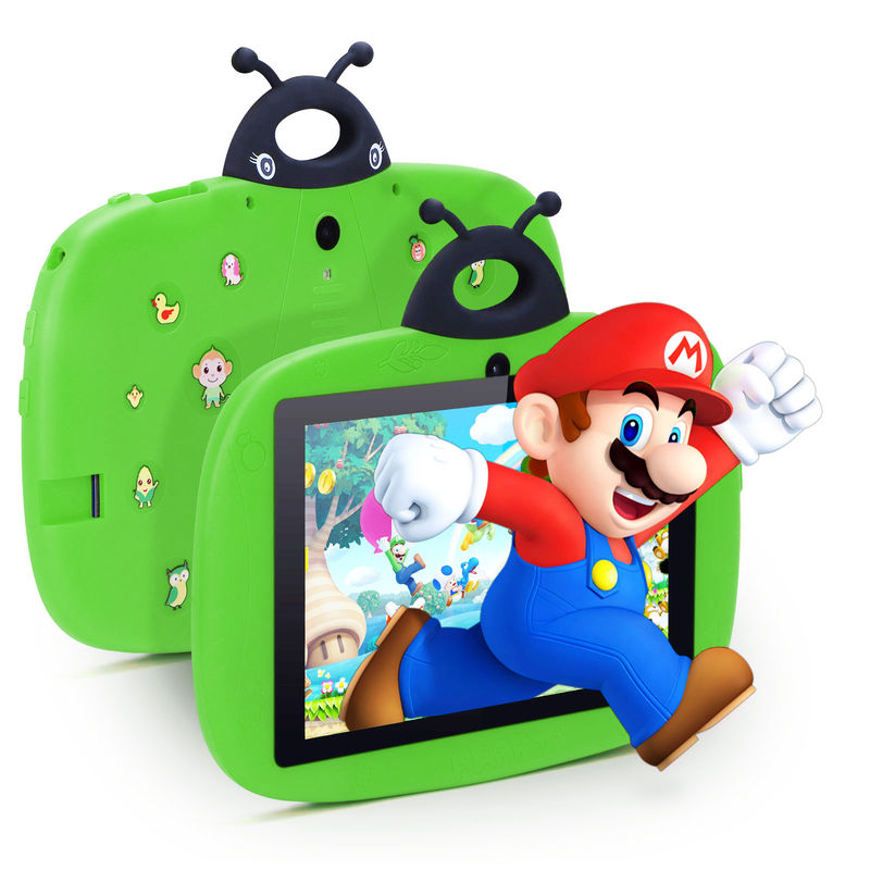 C idea Dual Camera WiFi 7 Inch Tablet PC Android Anak-anak Untuk Anak Kecil Belajar 128GB dengan Case Kids App CM76 Hijau