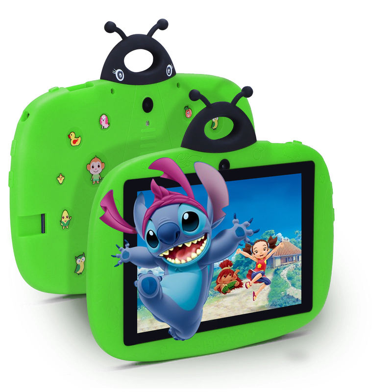 C idea Dual Camera WiFi 7 Inch Tablet PC Android Anak-anak Untuk Pembelajaran Anak Kecil 128GB dengan Case/ Kids App CM75 (hijau)