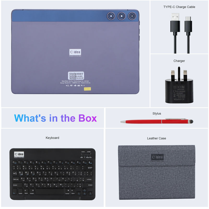 C idea Android Tablet 10,1 Inci Dual Camera 8GB RAM 512GB WIFI 5G Tablet dengan keyboard mouse Dukungan SIM untuk sekolah