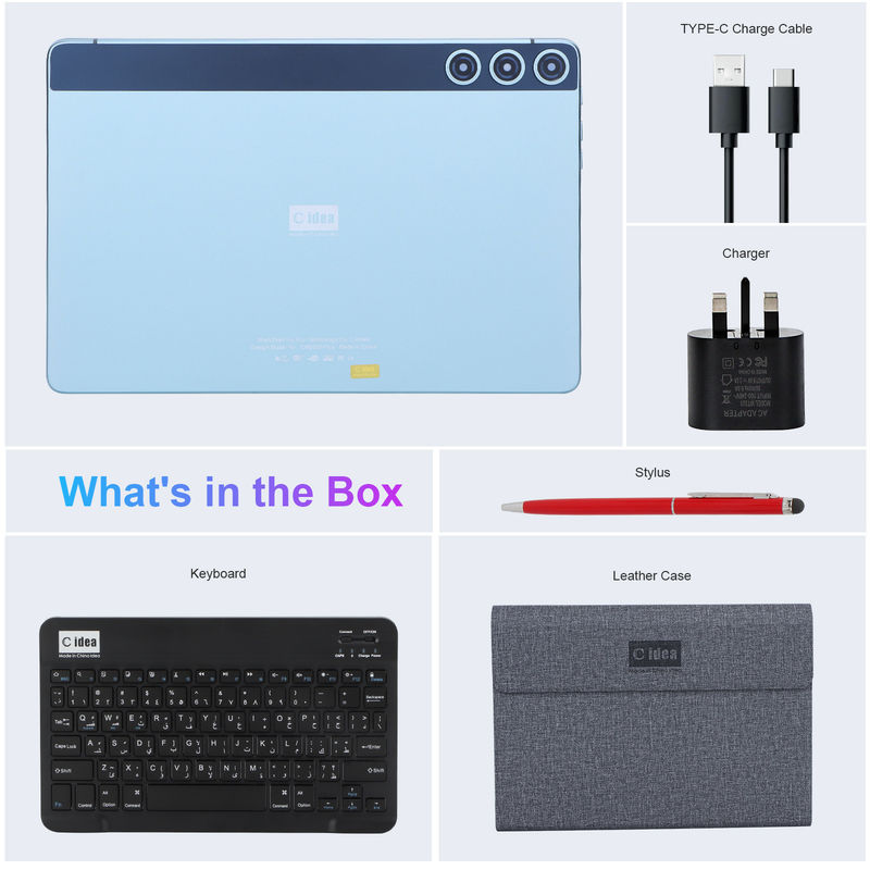 C idea 10.1 Inch Smart Tablet 10000mAh Baterai 8GB + 512GB dengan Bluetooth Keyboard dan SIM Dukungan untuk Pendidikan Pembelajaran