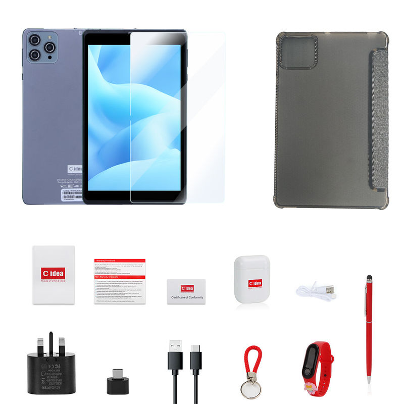 C idea Android Tablet PC Dual Kamera 8 Inch 1280x800 IPS HD Display Android 12 Tablet untuk Siswa CM818-Grey