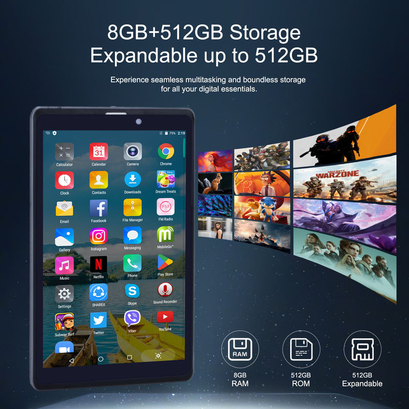 C idea Android Tablet PC Dual Kamera 8 Inch 1280x800 IPS HD Display Android 12 Tablet untuk Siswa CM818-Grey