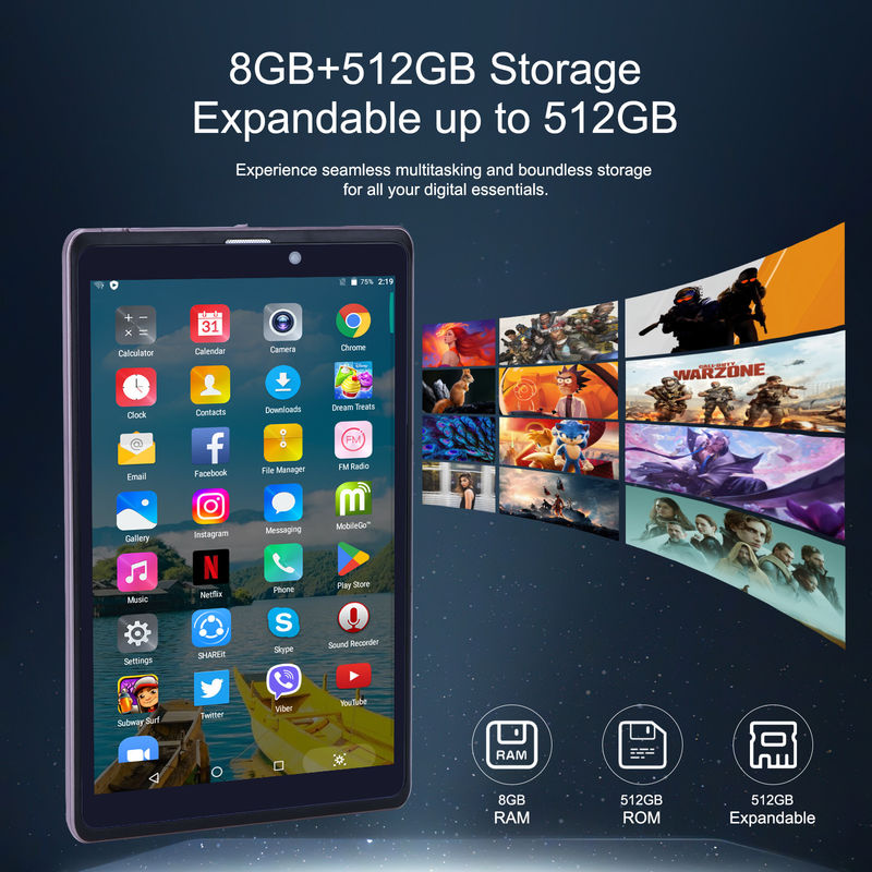 C idea 8 inci Android 12 Tablet 8000mAh Baterai 5+8MP Kamera 8GB RAM 512GB ROM untuk Pendidikan Pembelajaran CM818-merah