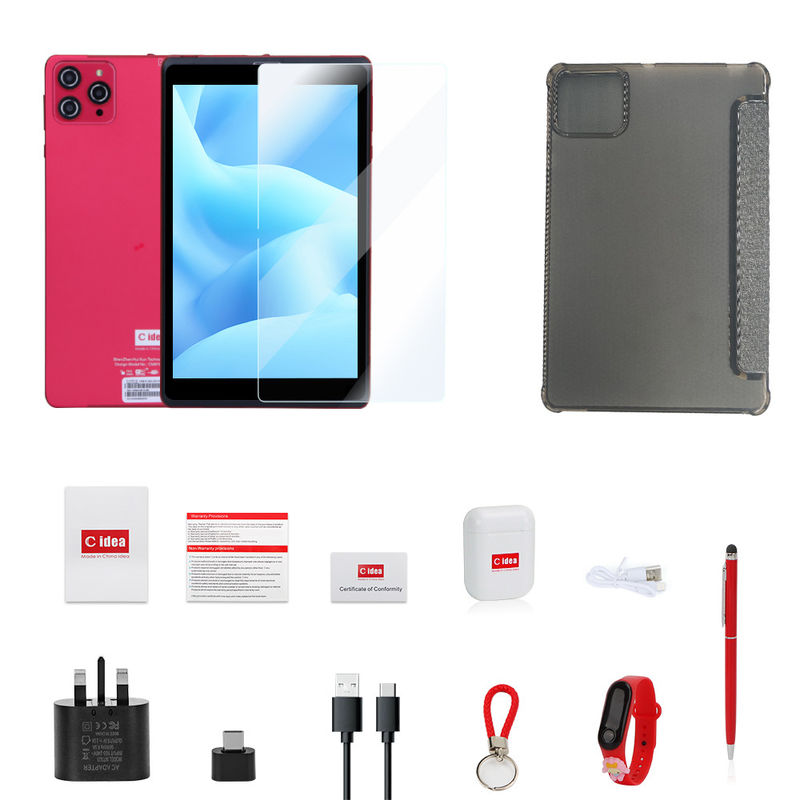 C idea 8 inci Android 12 Tablet 8GB RAM 512GB ROM 8000mAh Baterai 5+8MP Kamera untuk Mahasiswa dengan Dukungan SIM CM818-merah