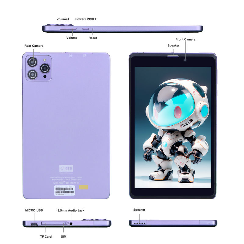C Idea Portable 8 In Android Tablet PC 8GB RAM 512 GB Android 12 Tablet IPS HD Display Quad Core CM818-Purple