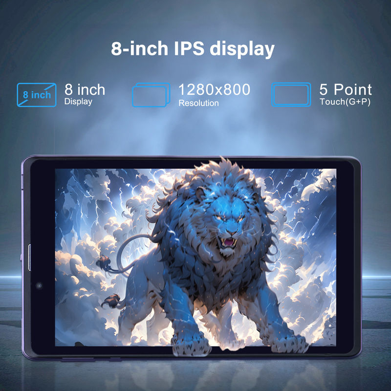 C Idea Portable 8 In Android Tablet PC 8GB RAM 512 GB Android 12 Tablet IPS HD Display Quad Core CM818-Purple