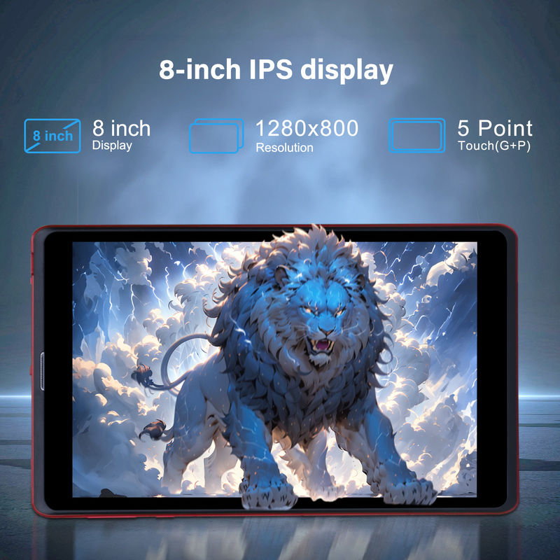 C idea 8 inci Android 12 Tablet 8GB RAM 512GB ROM 8000mAh Baterai 5+8MP Kamera untuk Remaja dengan Dukungan SIM CM818-merah