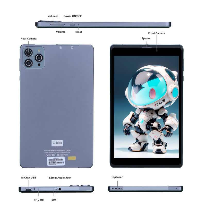 C idea Android Tablet PC Dual Kamera 8 Inch 1280x800 IPS HD Display Android 12 Tablet untuk Remaja CM818-Grey