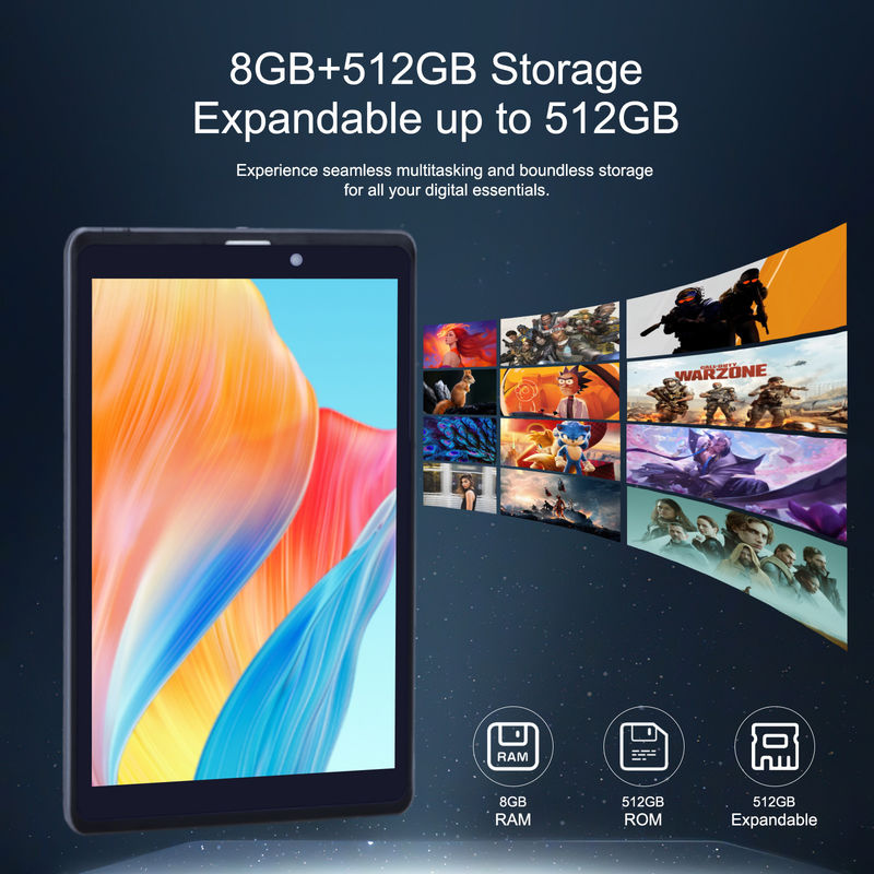 C idea Android Tablet PC Dual Kamera 8 Inch 1280x800 IPS HD Display Android 12 Tablet untuk Remaja CM818-Grey