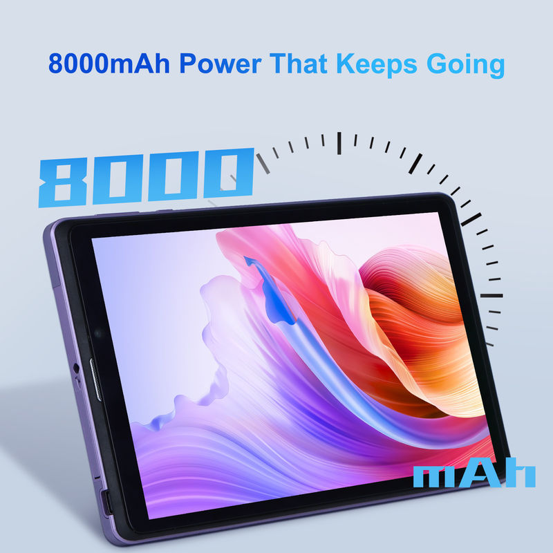 C Idea Portable 8 In Android Tablet PC 8GB RAM 512 GB Android 12 Tablet IPS HD Display Quad Core CM818-Purple
