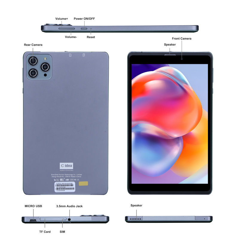 C idea Android Tablet PC Dual Kamera 8 Inch 1280x800 IPS HD Display Android 12 Tablet untuk Siswa CM818-Grey
