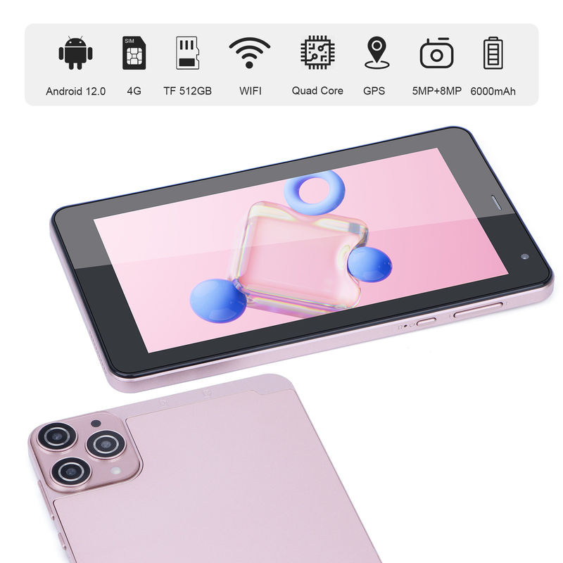 C idea 7 Inch Android Smart Tablet 6+128GB Quad Core WiFi Tablet HD Touch Screen untuk Remaja CM515 ((Pink)