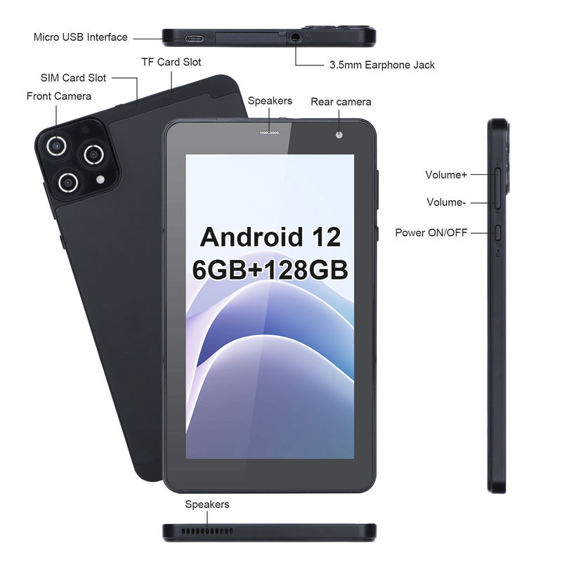 C Idea Android Tablet 6+128GB Quad Core 7 Inch Tablet PC Untuk Mahasiswa CM515 ((Hitam)