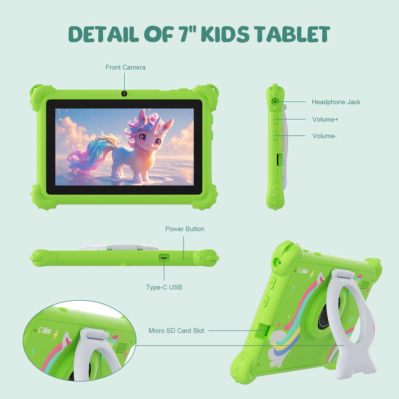 C Idea 7 Inch WIFI Kidspad Android System 6+128GB Tablet Untuk Anak-anak dengan kasus bukti CM88