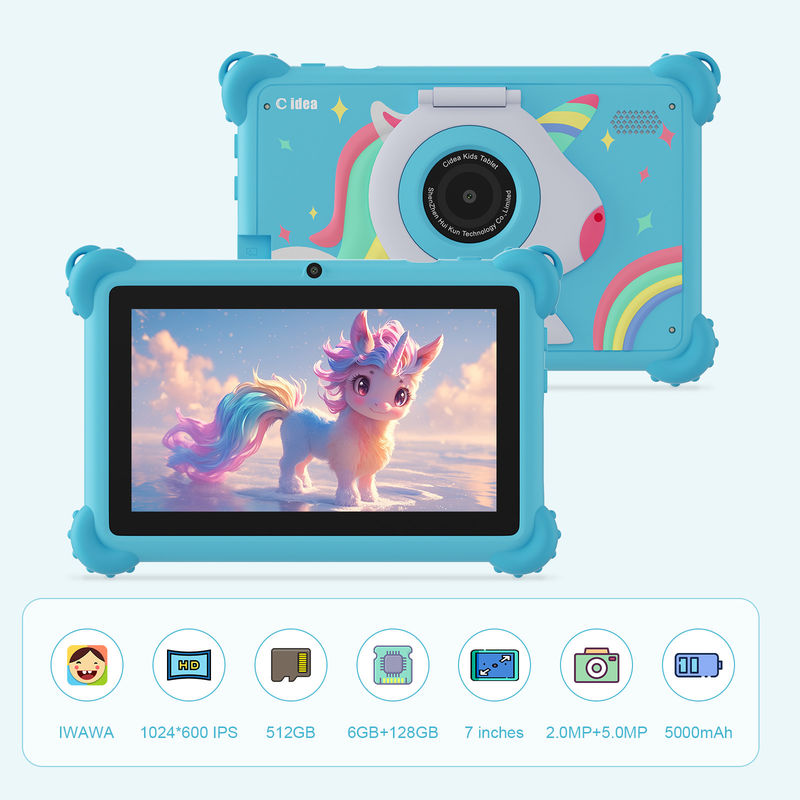C Idea Android 12 Smart Kidspad 7 Inch Kids Tablet Usia 3-7 Dengan Kamera Dual CM88