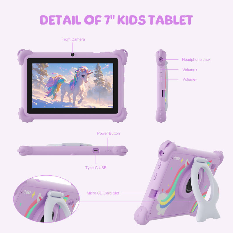 C idea 2024 Kids Tablet Hadiah Ideal dengan Android 12 Aplikasi Pendidikan dan Tablet Kasus awet Kidspad CM88