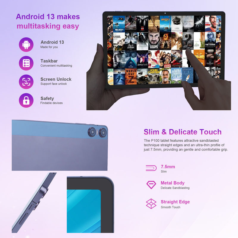 C idea Android 13 Dual Camera 5MP+13MP Dengan 1200*2000 2K Screen 11 Inch Tablet PC P100
