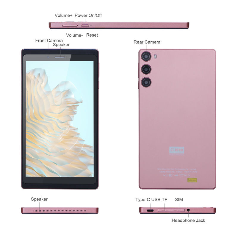 C Idea Android 12 Tablet 6GB RAM 128GB ROM Dengan SIM 7 Inch Tablet PC Untuk Siswa CM525 Pink