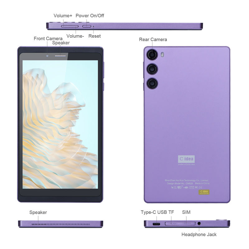 C Idea Portable 7 Inch Smart Tablet Pc With Sim 6GB 128GB Pendidikan Untuk Sekolah CM525 ((Purple)