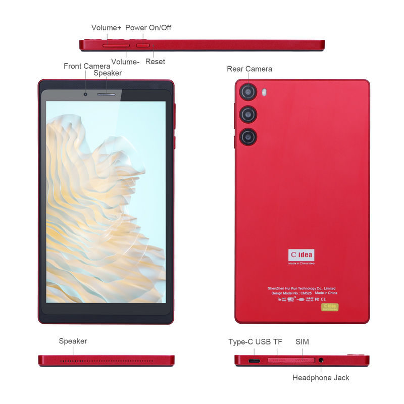 C Idea 7 Inch Tablet 512GB Dengan SIM Android Tablet PC Untuk Siswa Belajar CM525 Merah