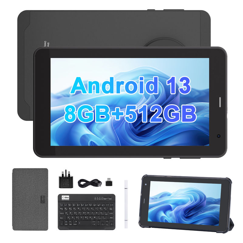 C Idea Android 13 Tablet 512GB Dengan SIM 7 Inch Tablet PC Untuk Siswa CM518 Pro Hitam