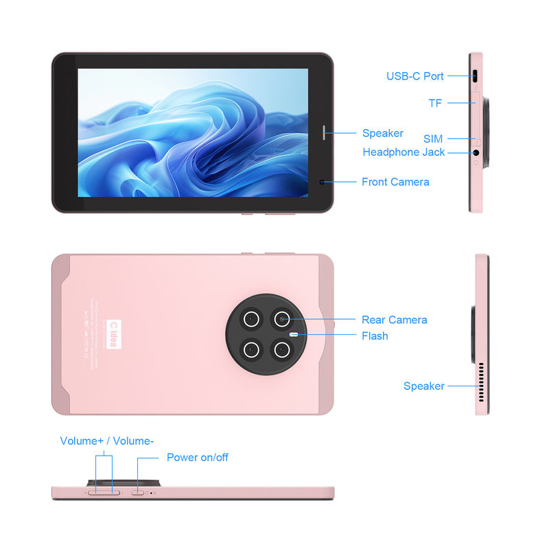 C Idea Tablet 7 Inci Dengan SIM Wifi Android Tablet PC Untuk Siswa CM518 Pro Pink