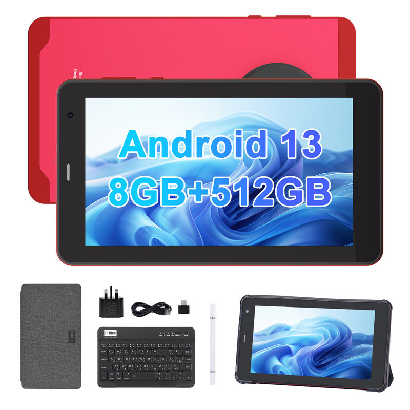 C Idea Android 13 Tablet Dengan SIM Wifi Tablet Layar Sentuh 7 Inci Untuk Siswa CM518 Pro Merah