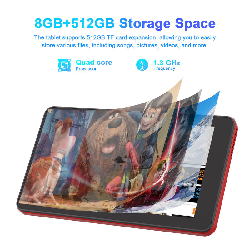C Idea Android 13 Tablet Dengan SIM Wifi Tablet Layar Sentuh 7 Inci Untuk Siswa CM518 Pro Merah