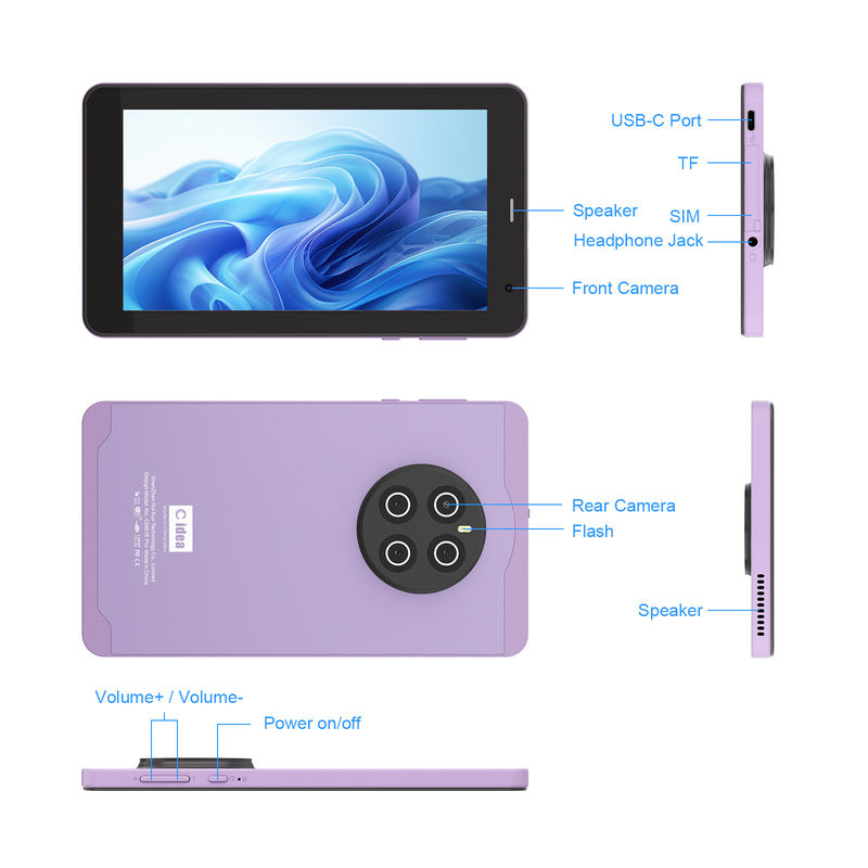 C Idea Android 13 Dengan 6000mAh 7 Inch Tablet Tablet Pendidikan PC Dengan Pen CM518 Pro Ungu