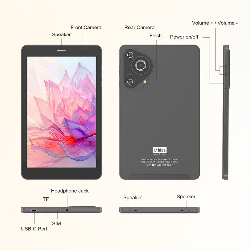 C Idea Quad Core Android Tablet Portable 8 Inch Tablet Untuk Siswa Dengan SIM CM828 Hitam
