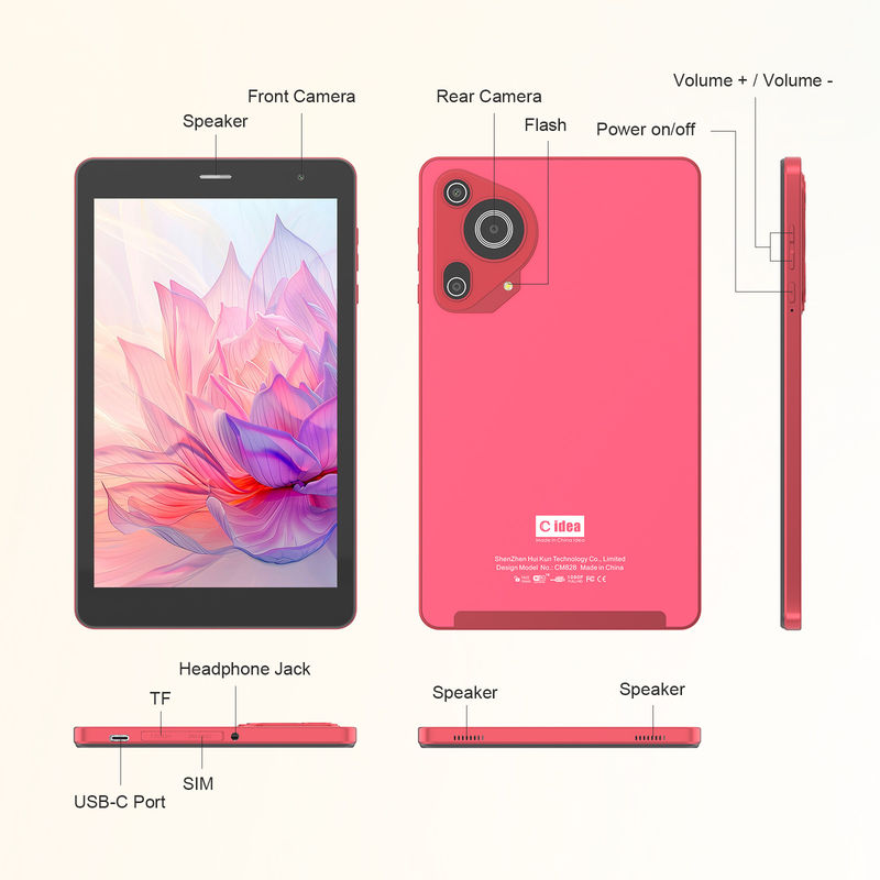C Idea 5g Android Tablet 8+512gb 8 Inch Tablet Untuk Siswa Dengan Sim Dan Wifi Cm828 Merah