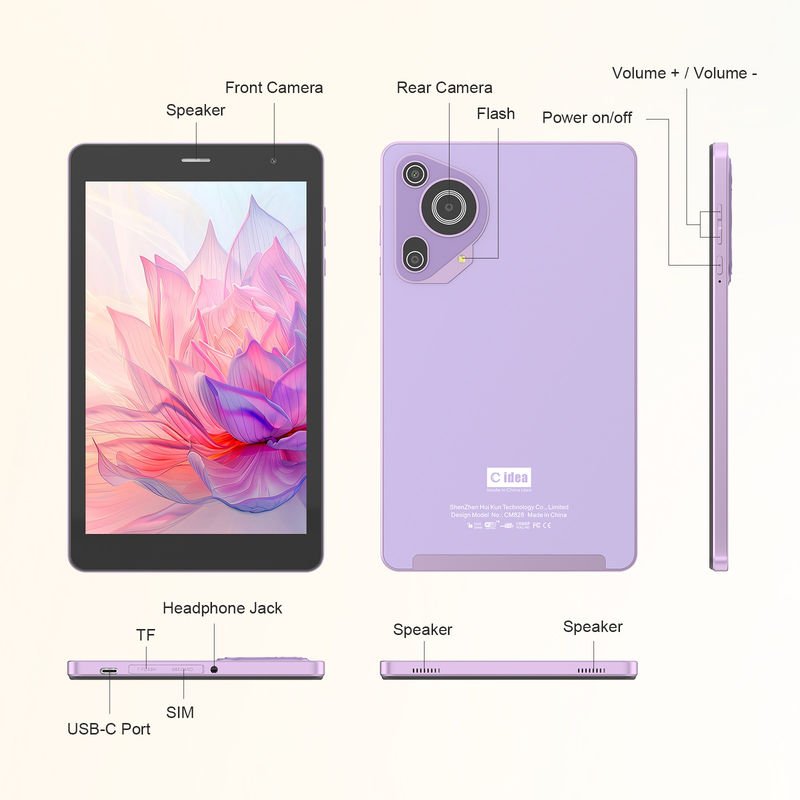 C Idea 8in Tablet Gaming Pendidikan Tablet Android Untuk Siswa Dengan Sim Dan Wifi CM828 Ungu