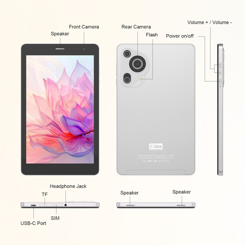 C Idea 8 Inch Tablet Dual Camera Touch Screen Smart Tablet Pc dengan panggilan telepon CM828 Perak