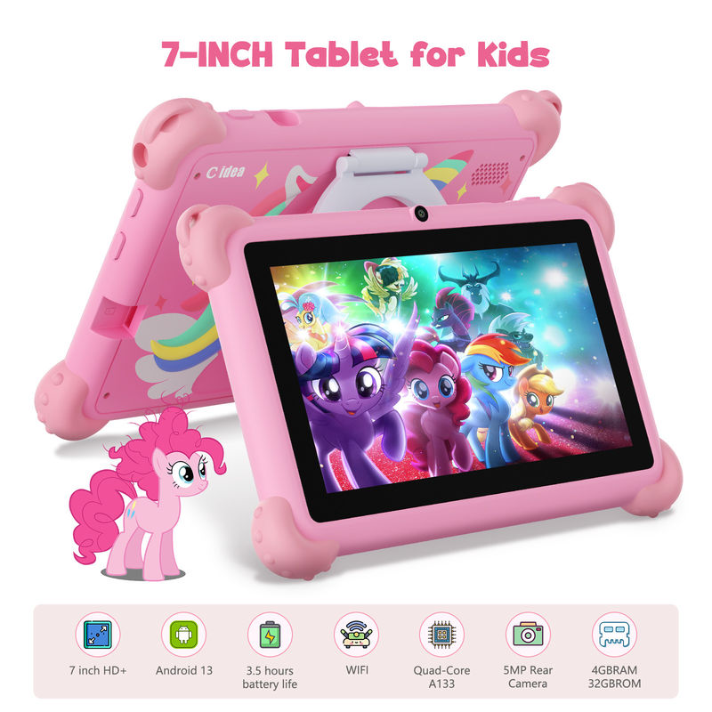 C Idea Android 13 Kids Tablet 4+32GB Tablet Pendidikan Kidspad dengan Friendly APP CM91 pink