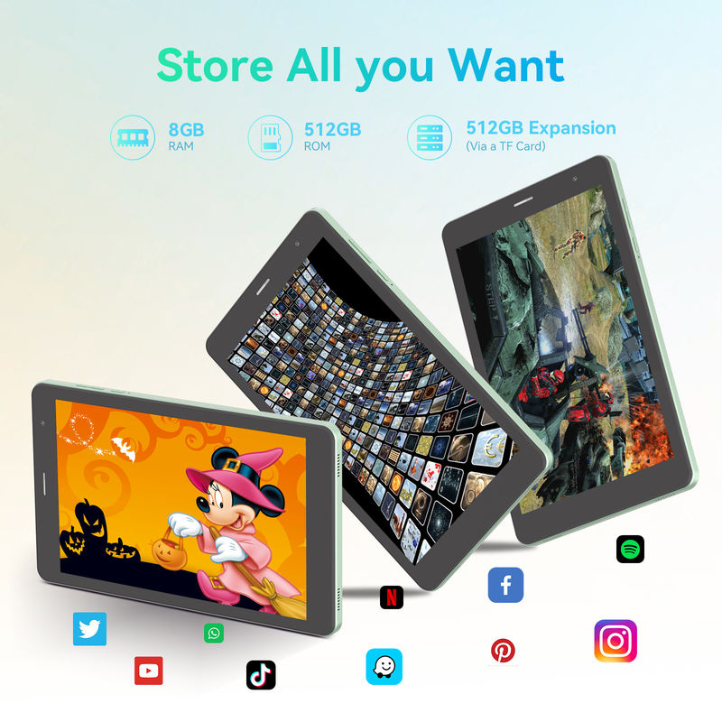 C Idea Wholesale Tablet 8 Inch 800*1280HD IPS Dual Camera Android Tablet Pc Dengan Sim Untuk Belajar CM828 Hijau