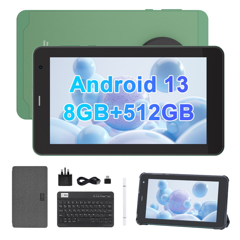 C Idea 7 Inch Tablet Pc Android 13, 8+512gb dengan Sim-kompatibel Smart Tablet Untuk Siswa   CM518pro Hijau