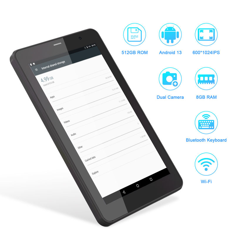 C Idea 7 Inch Tab, 8GB RAM, 512GB Storage, Slot SIM, Android 13 Tablet PC untuk Siswa   CM518pro hitam