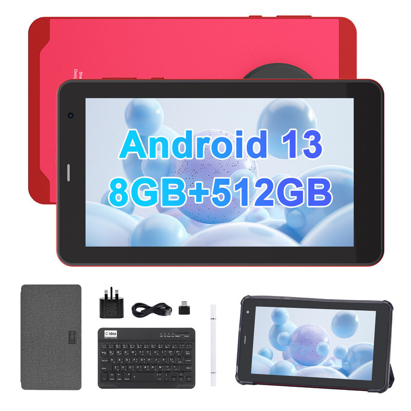C Idea 7 Inch Android 13 Tablet, Dual Kamera, Dukungan Sim, Tablet Layar Sentuh Untuk Siswa   CM518pro Merah