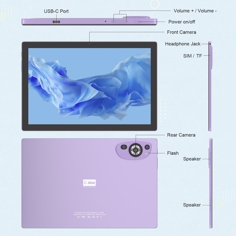 C Idea 10 inci 512GB Android 14 Tablet Pendidikan untuk Siswa dengan SIM CM8200Plus Ungu
