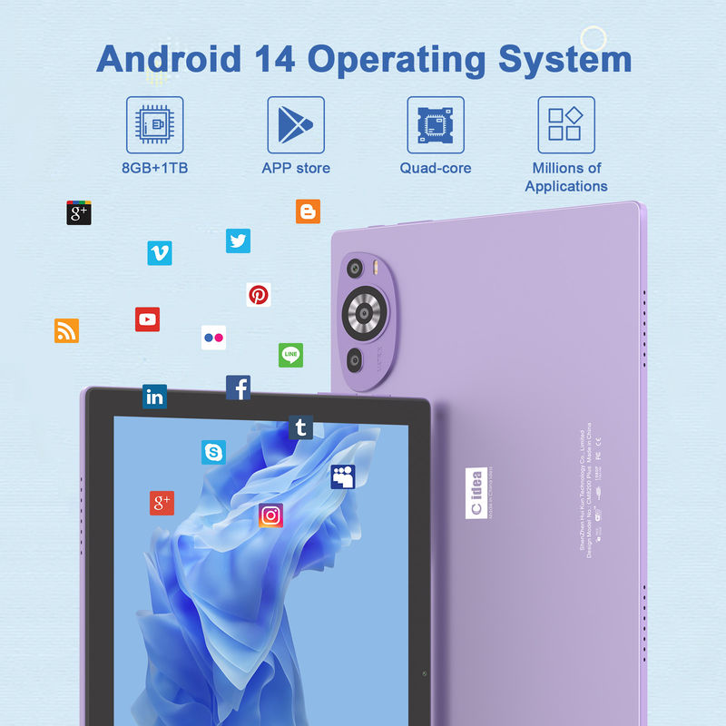 C Idea 10 inci 512GB Android 14 Tablet Pendidikan untuk Siswa dengan SIM CM8200Plus Ungu