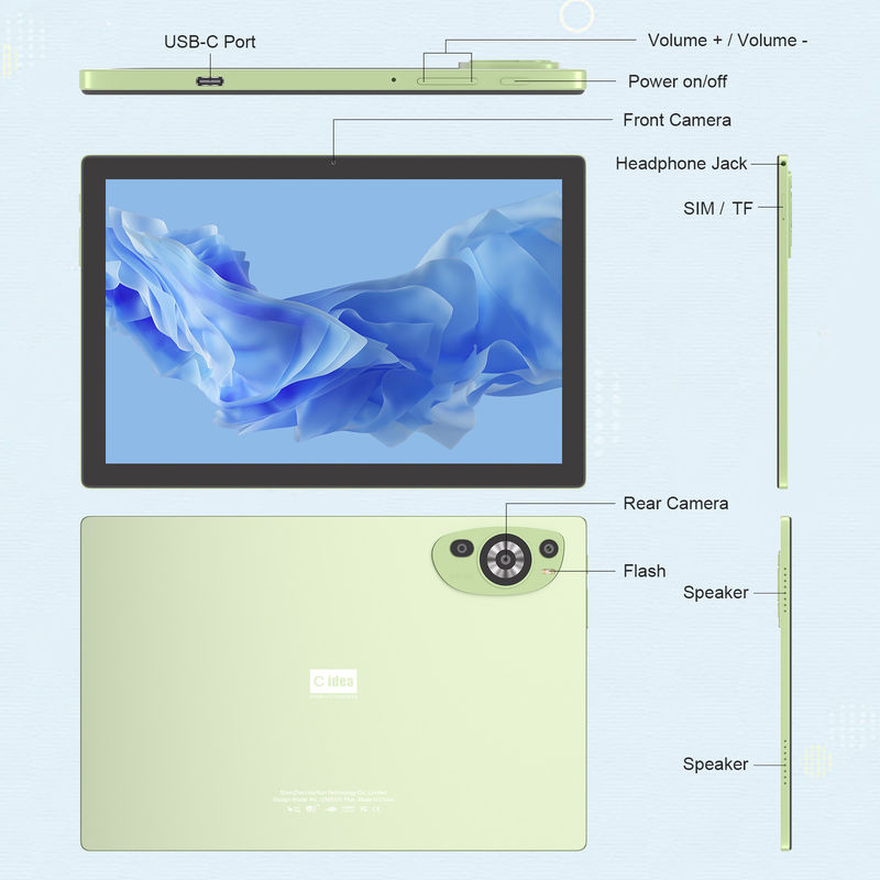 C Idea WIFI Android 14 Tablet layar sentuh dengan keyboard dan mouse CM8200plus Hijau