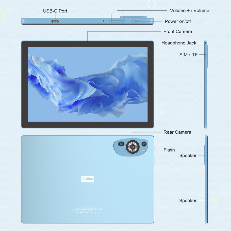 C Idea Android 14 layar sentuh 10,1 inci Tablet dengan Pen CM8200plus Biru