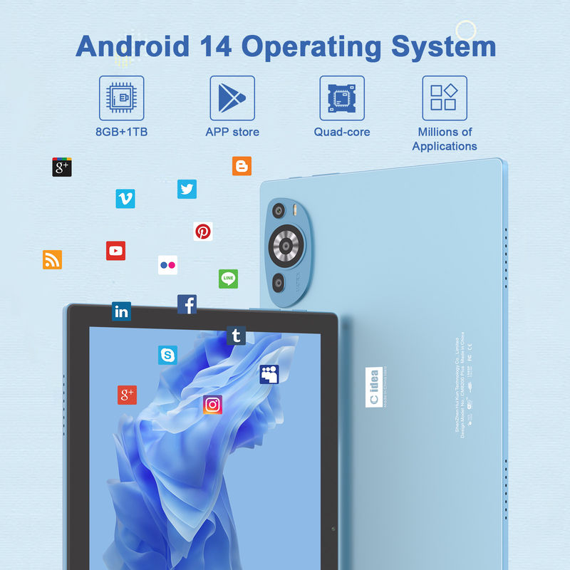 C Idea Android 14 layar sentuh 10,1 inci Tablet dengan Pen CM8200plus Biru