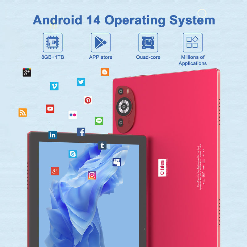C Idea 10.1 Inch Android 14 Smart Tablet Pc Dengan Dual SIM dan Pen CM8200Plus merah
