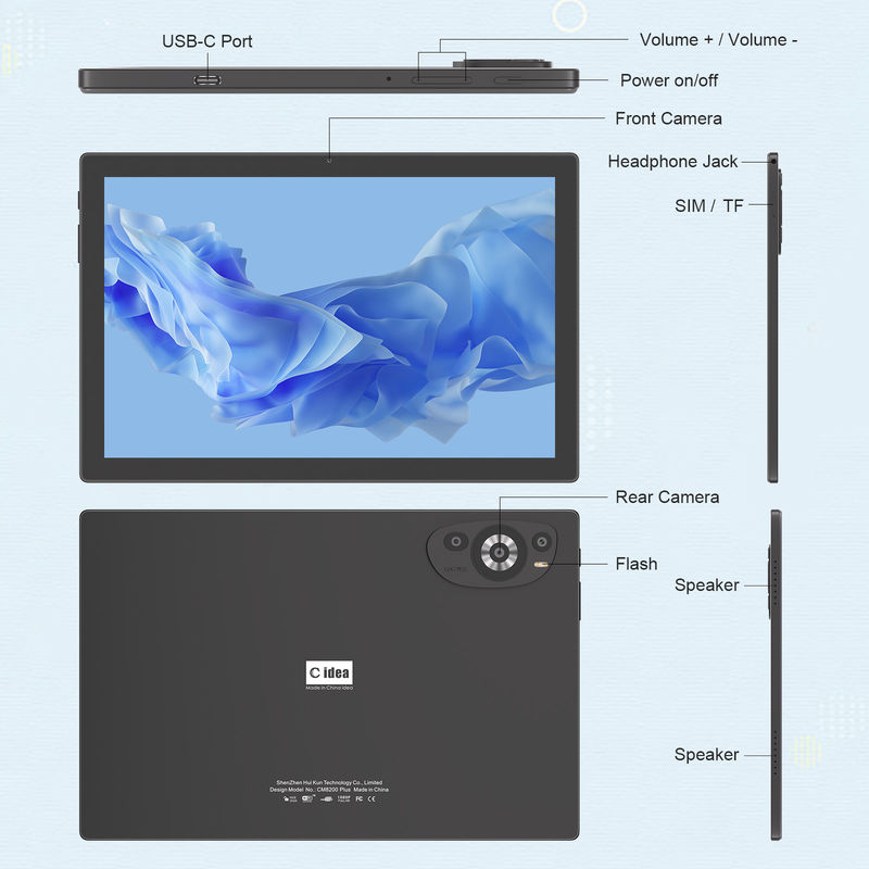 C Idea 10,1 Inci 5G Tablet Dengan Dukungan Sim Keyboard Pendidikan Android Tablet Pc M8200 Plus Hitam