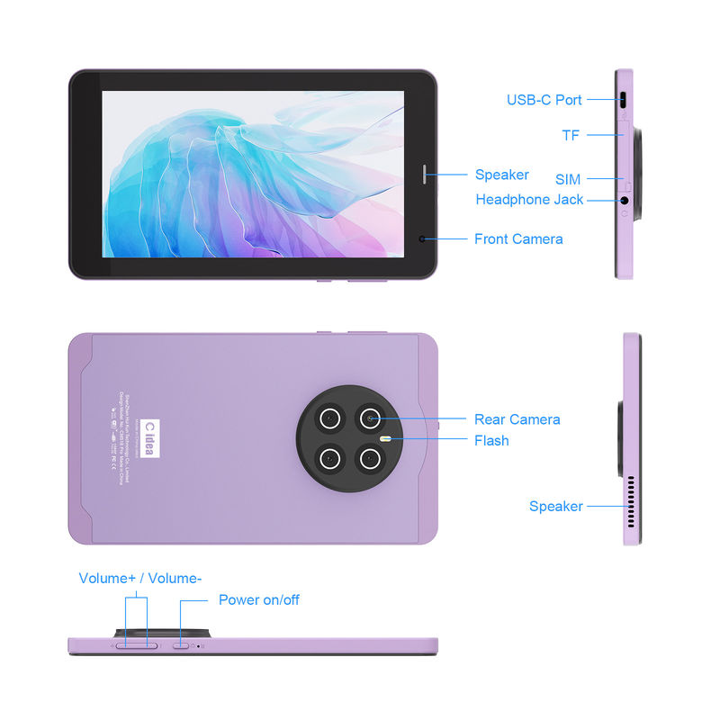 C Idea Android 13 Dengan 6000mAh 7 Inch Tablet Tablet Pendidikan PC CM518 Pro Ungu