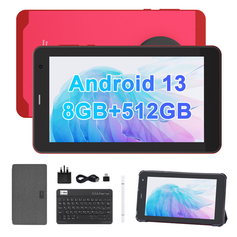 C Idea Android 13 Tablet Dengan SIM Wifi 7 Inch Touch Screen Tablet CM518 Pro Merah